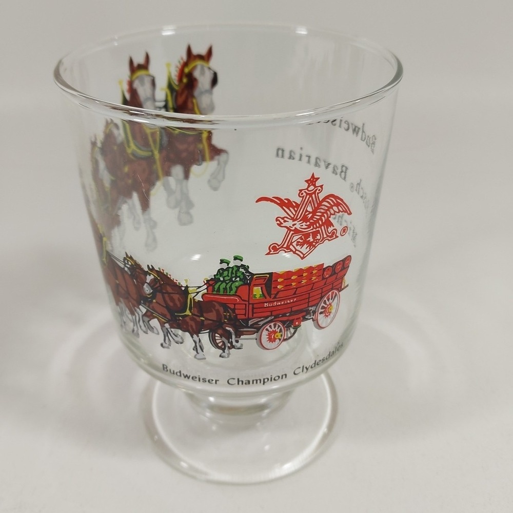 Budweiser Clydesdales Beer Glass‎ Unique  Style 5"Tall & Bass Is 3"